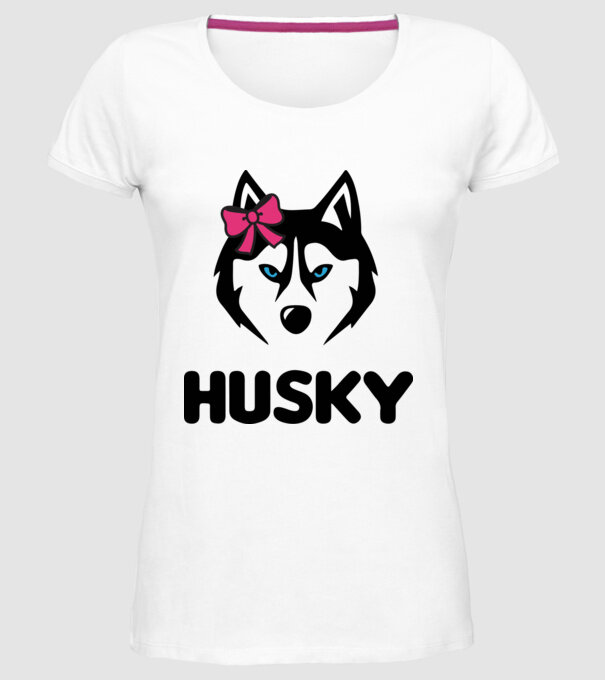 Husky fată model alb pe tricou