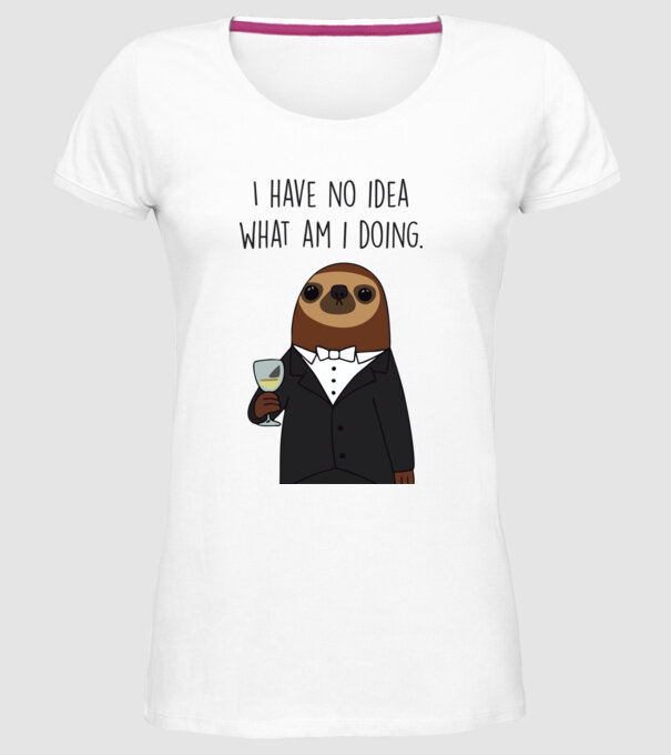 I have no idea sloth model alb pe tricou