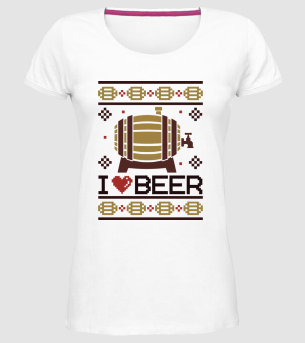 I love beer ugly sweater model alb pe tricou