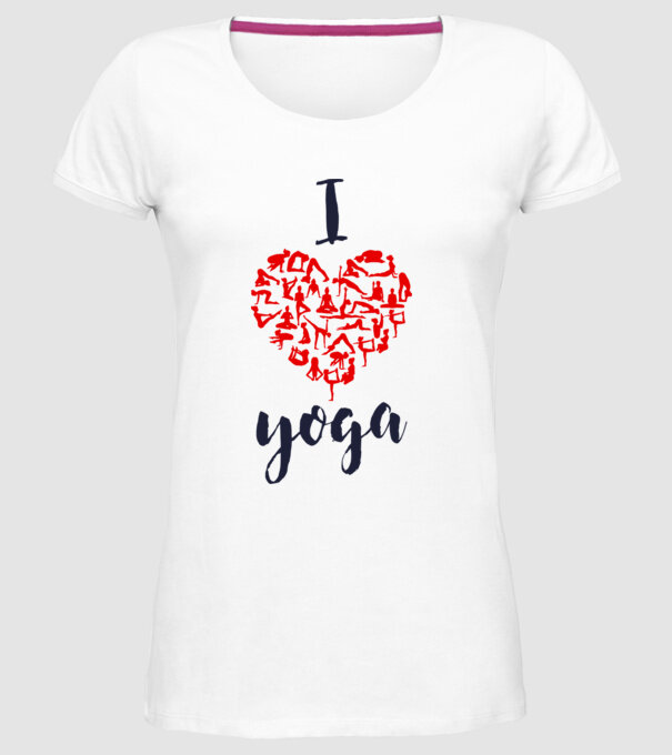 I love yoga model alb pe tricou