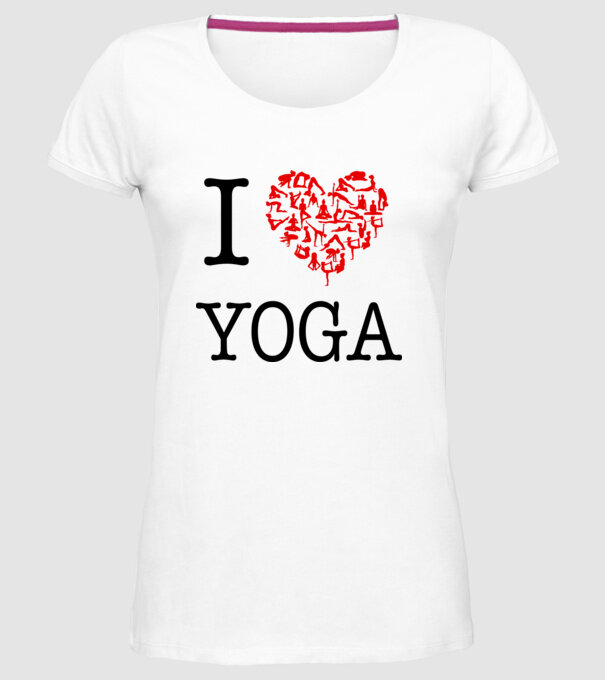 I LOVE YOGA model alb pe tricou