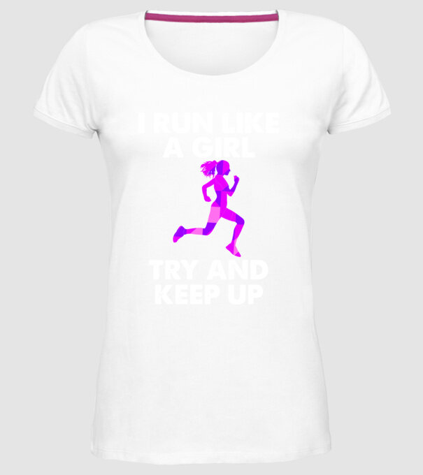 I run like a girl model alb pe tricou
