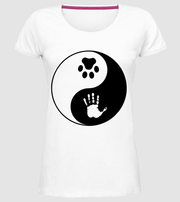 Yin-Yang Dog model alb pe tricou