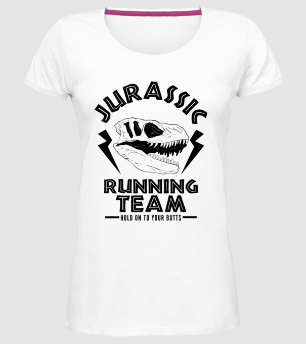 Jurassic running team model alb pe tricou