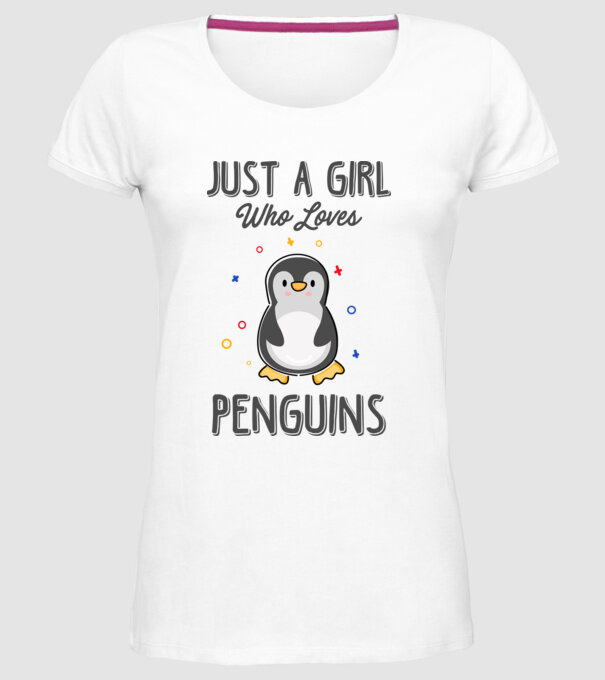 Just a girl who loves Penguins model alb pe tricou
