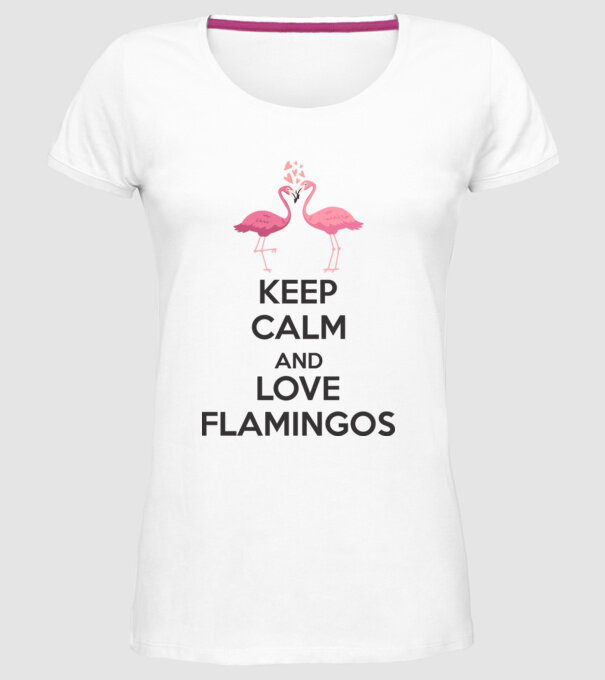 KEEP CALM and love flamingos dark model alb pe tricou