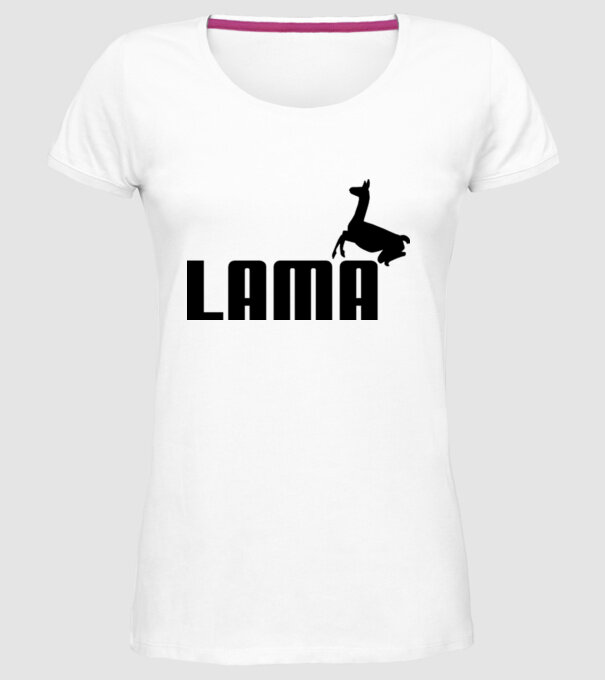 Lama puma model alb pe tricou
