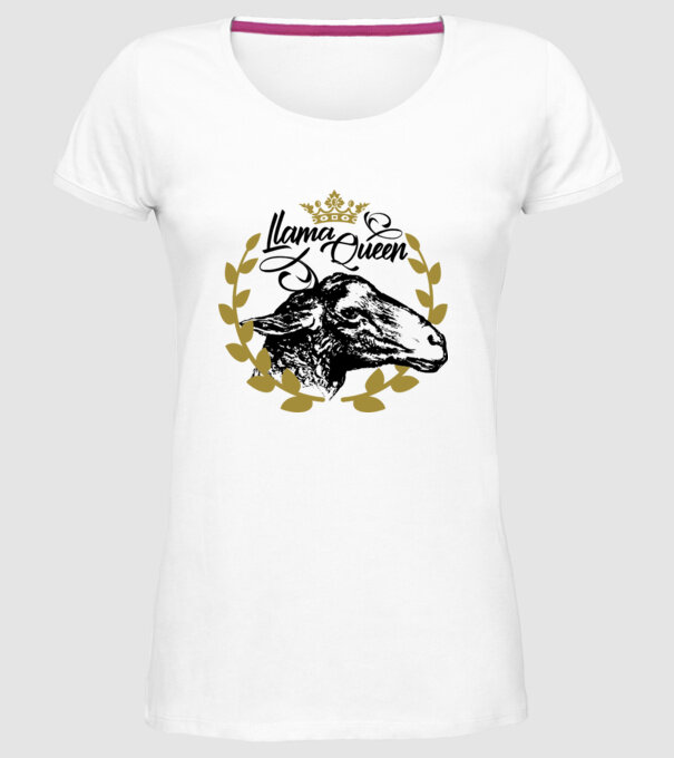 Lama Queen model alb pe tricou