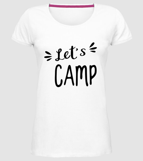 'Let''s camp' model alb pe tricou