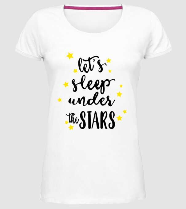 Lets sleep under the stars model alb pe tricou