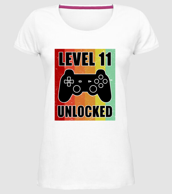 level 11 unlocked retro gamer model alb pe tricou