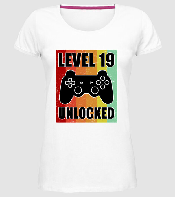 level 19 unlocked retro gamer model alb pe tricou