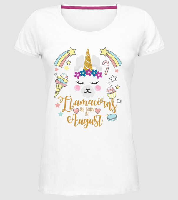 Llamacorns are born in August model alb pe tricou