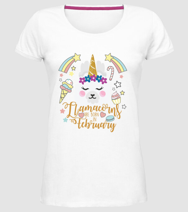Llamacorns are born in February model alb pe tricou