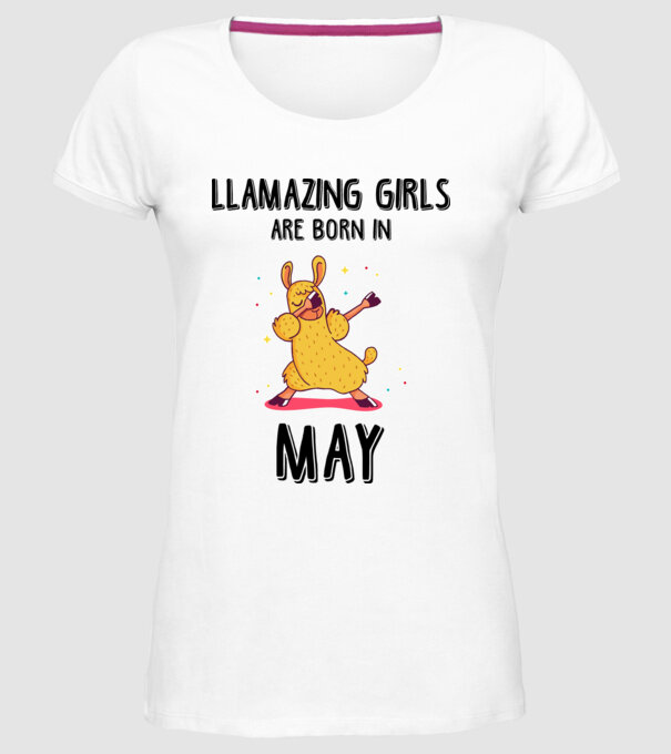 Llamazing girls are born in may black model alb pe tricou