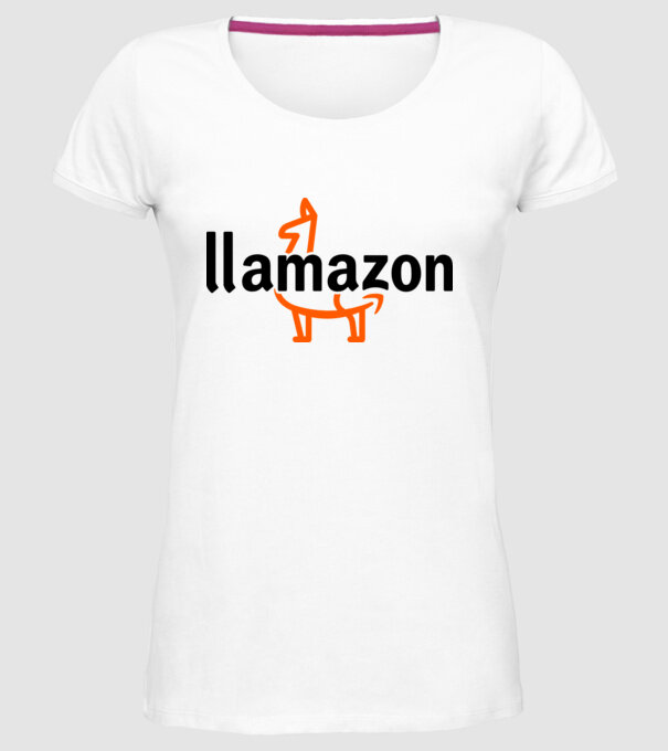 Llamazon model alb pe tricou