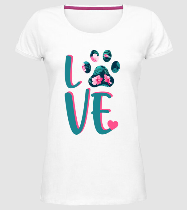 LOVE CÂINI model alb pe tricou