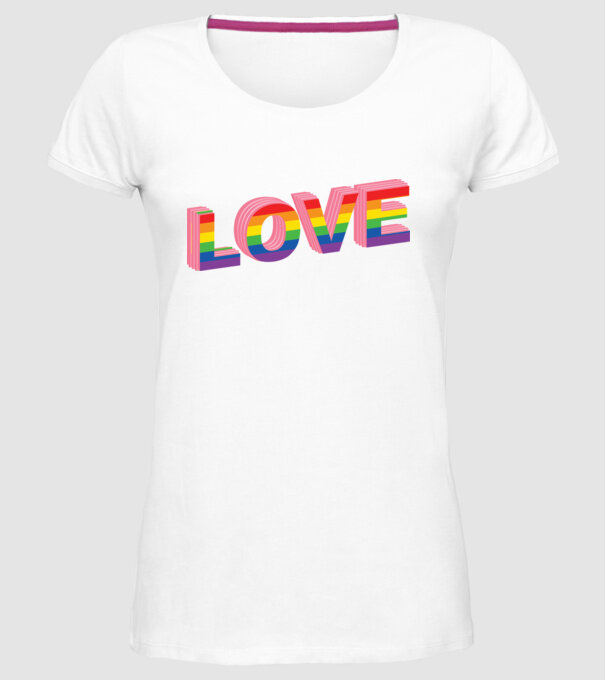 Love pride model alb pe tricou