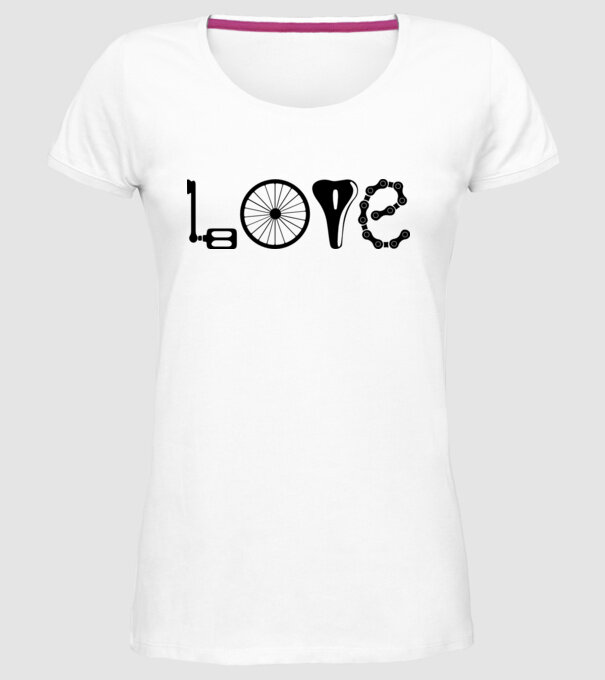 love bicicletă model alb pe tricou