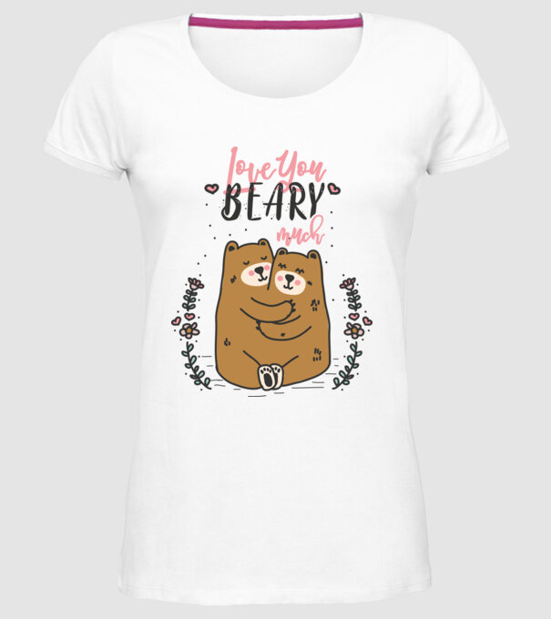LoveU BEARY much model alb pe tricou