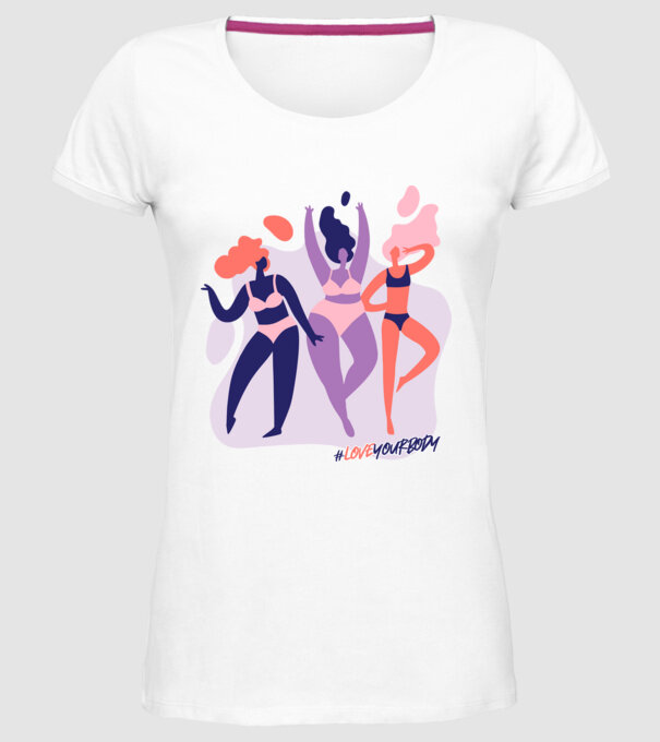 #loveyourbody model alb pe tricou