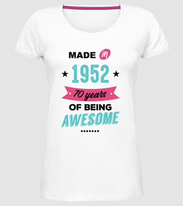 MADE in 1952 model alb pe tricou