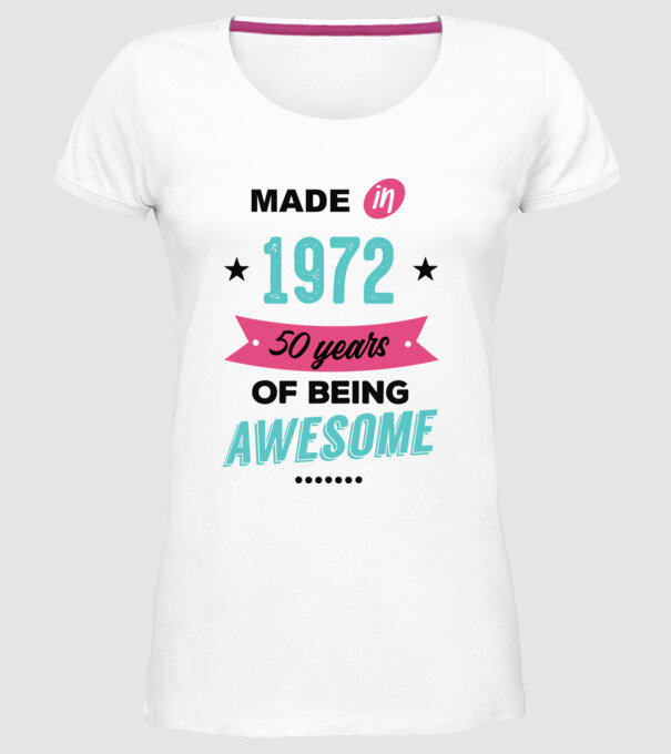 MADE in 1972 model alb pe tricou