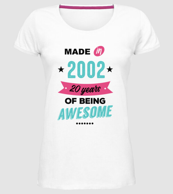MADE in 2002 model alb pe tricou