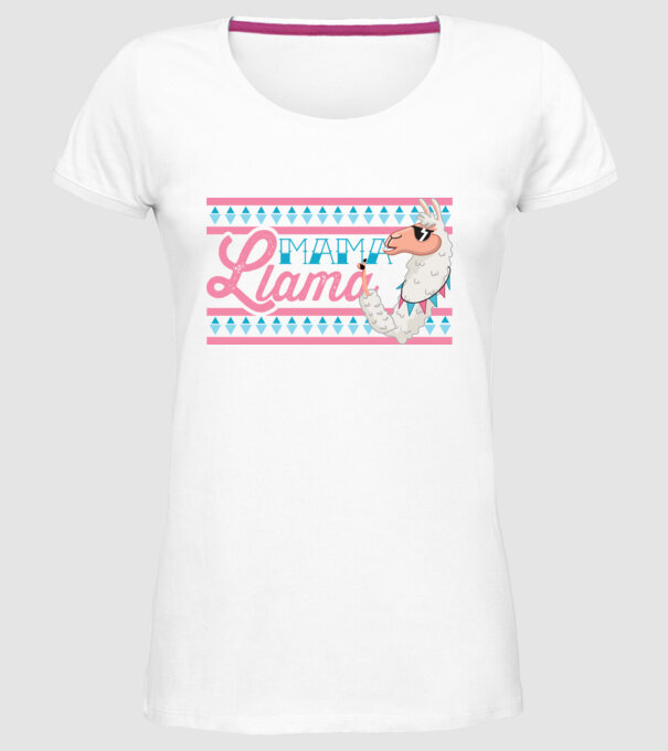 Mama LLama model alb pe tricou