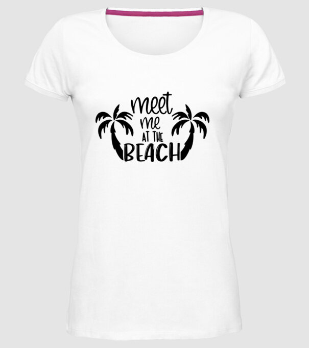 Meet me at the beach model alb pe tricou