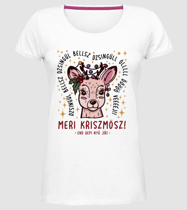 Cană dimensionată meri cristmăs djingăl bel model alb pe tricou