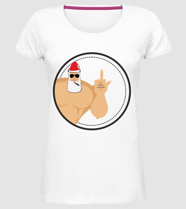 'Merry F''in Xmas' model alb pe tricou