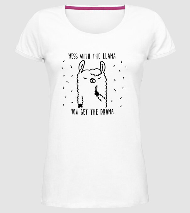 Mess with the lama model alb pe tricou