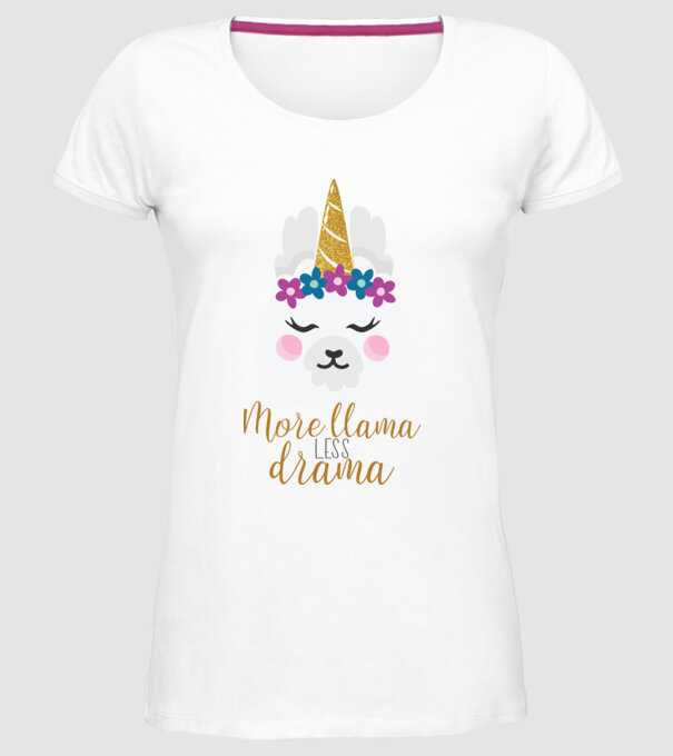 More Llama less drama model alb pe tricou