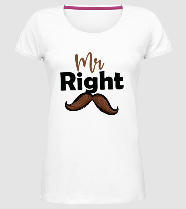 Mr right model alb pe tricou