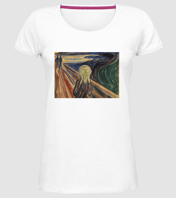 Pictură Munch Mască model alb pe tricou