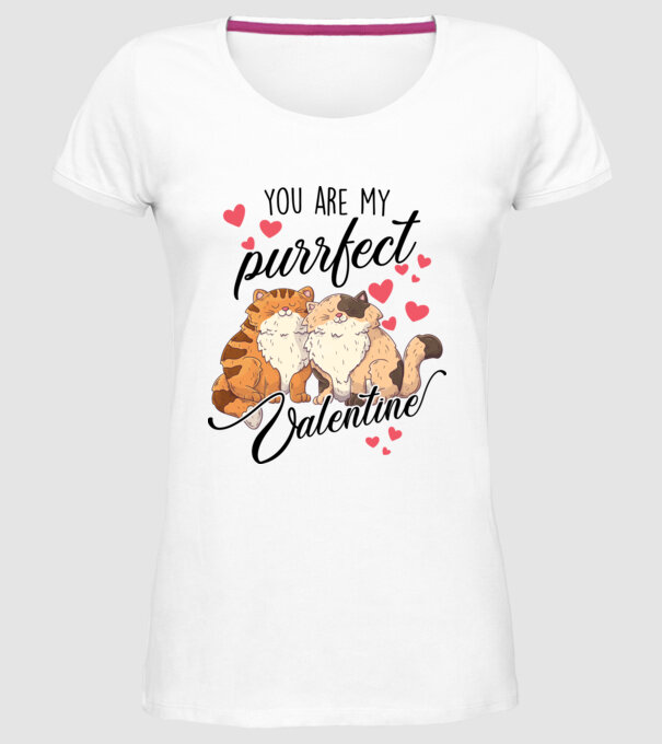 My purrfect valentine model alb pe tricou