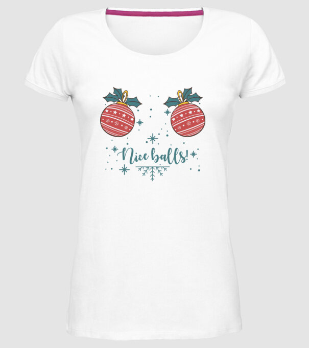 Nice Balls model alb pe tricou