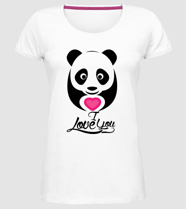 PandaHeart model alb pe tricou
