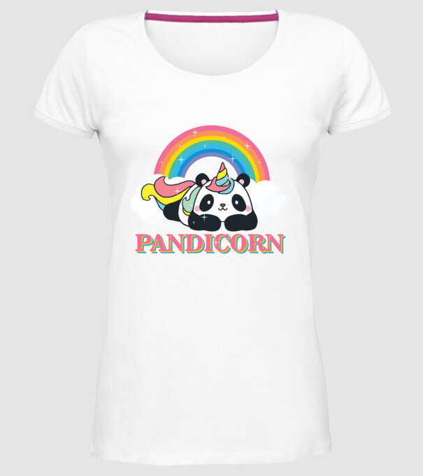 PANDICORN model alb pe tricou