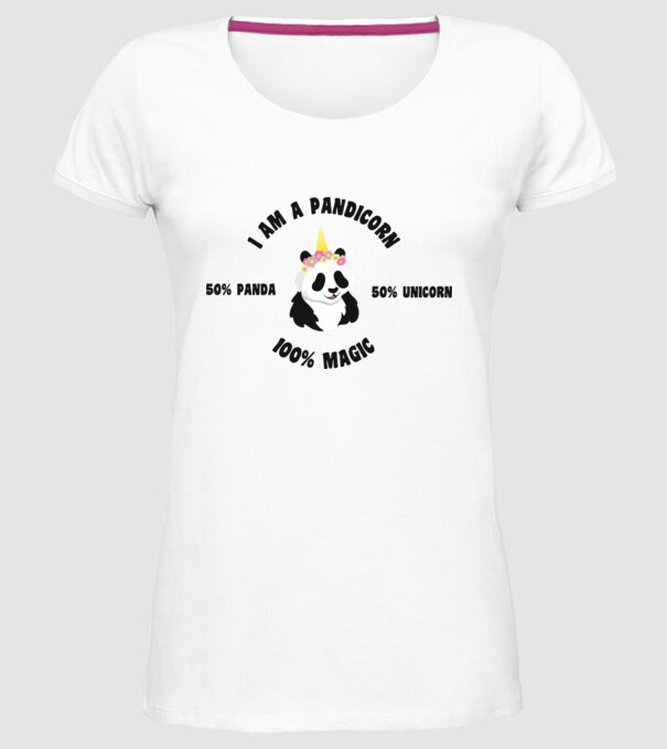 Pandicorn model alb pe tricou