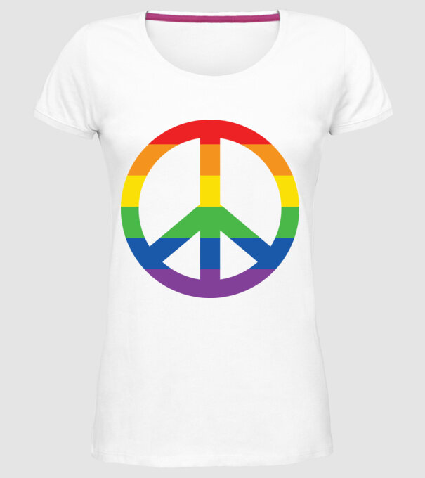 Peace pride model alb pe tricou