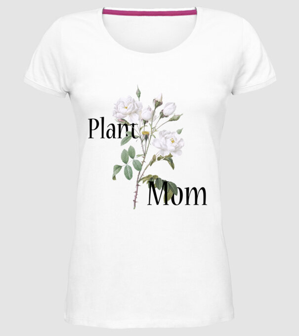 Plant mom model alb pe tricou