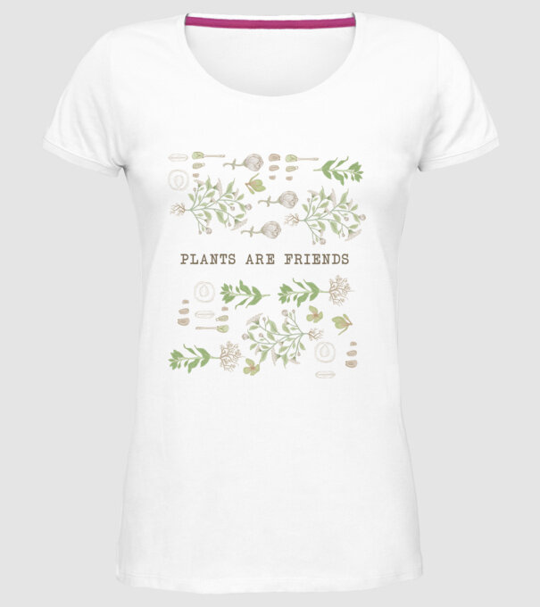 Plants are friends model alb pe tricou