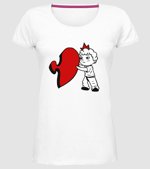 Pereche Puzzle băiat model alb pe tricou