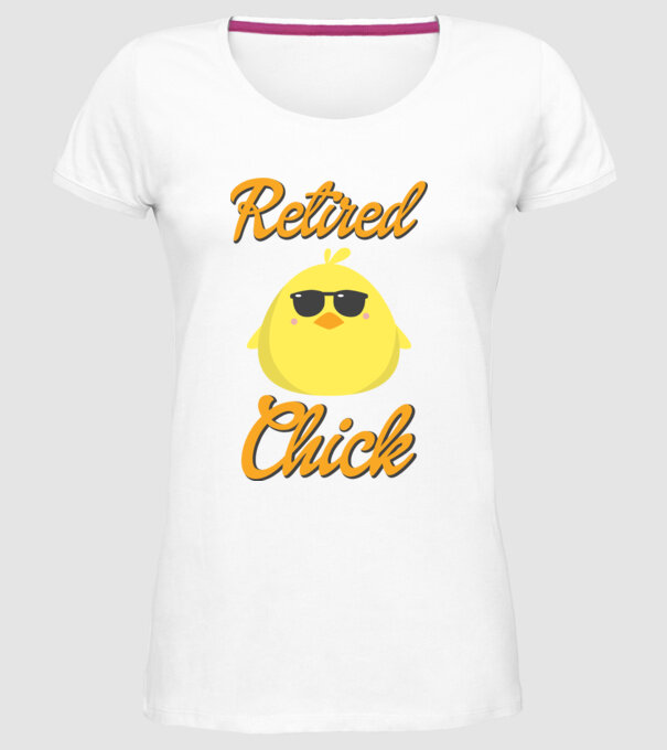 Retired chick model alb pe tricou
