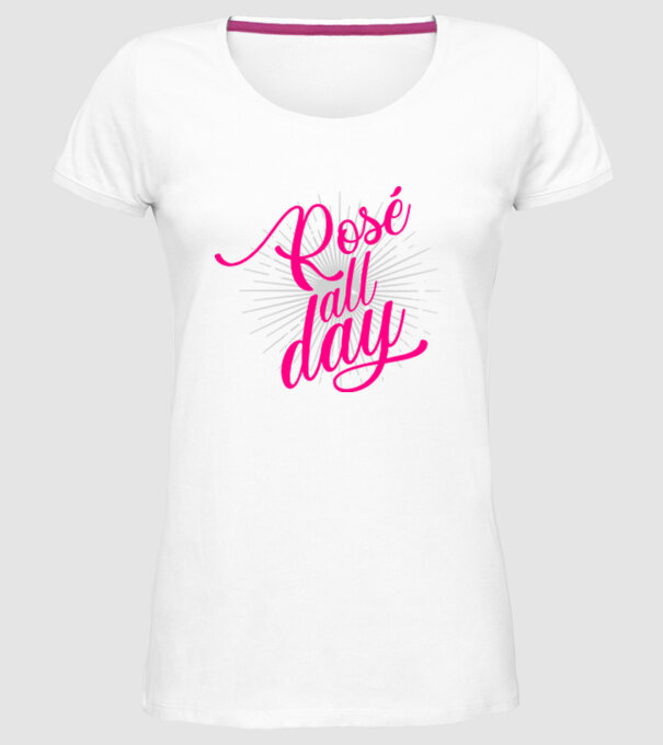 Rosé all day model alb pe tricou