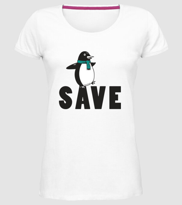 Save penguin model alb pe tricou
