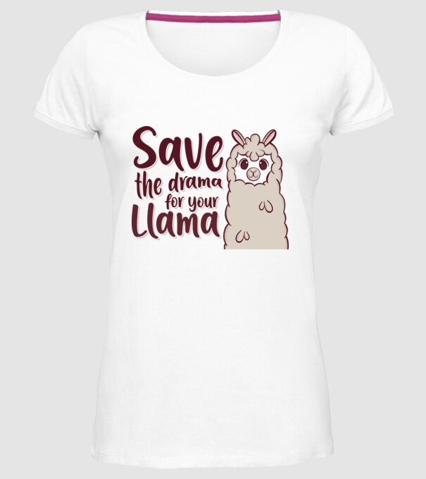 Save the drama from the llama model alb pe tricou