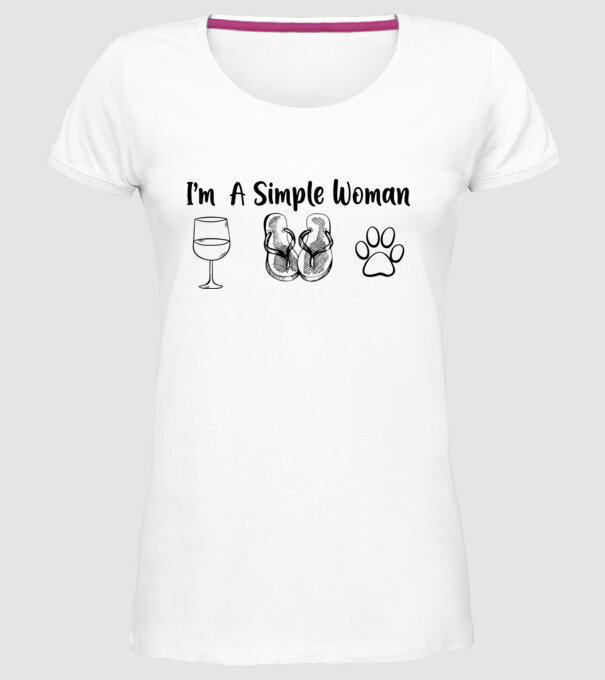 Simple doggy woman model alb pe tricou